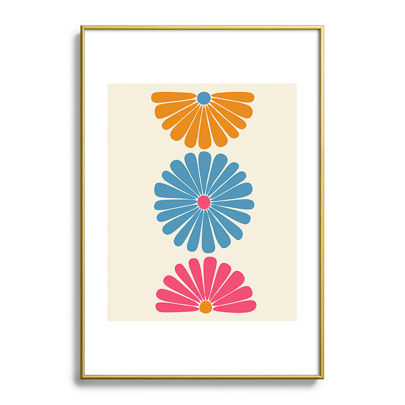 Colour Poems Retro Daisy Multicolor II Metal Framed Art Print