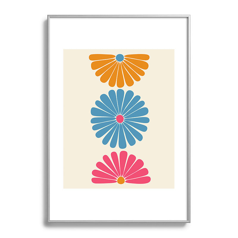 Colour Poems Retro Daisy Multicolor II Metal Framed Art Print
