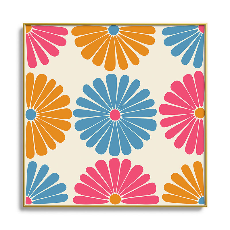 Colour Poems Retro Daisy Multicolor II Square Metal Framed Art Print
