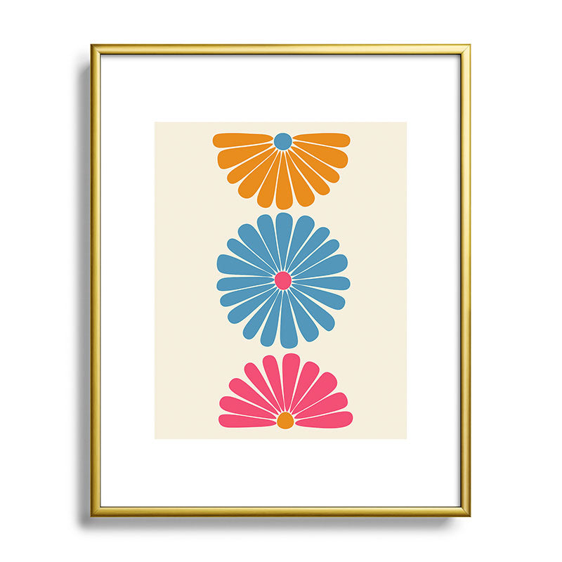 Colour Poems Retro Daisy Multicolor II Metal Framed Art Print