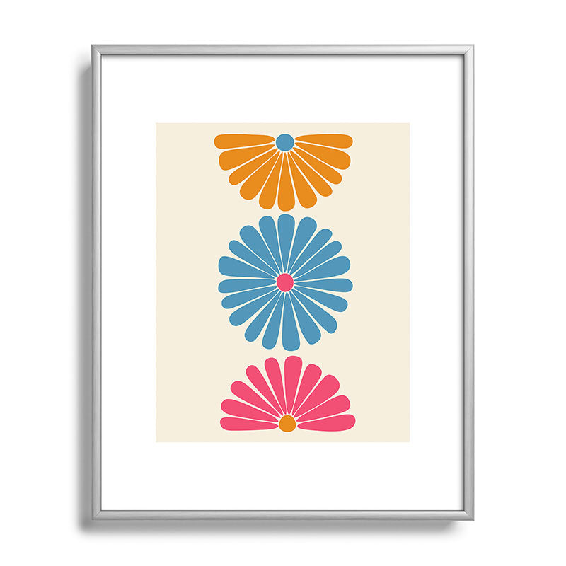 Colour Poems Retro Daisy Multicolor II Metal Framed Art Print