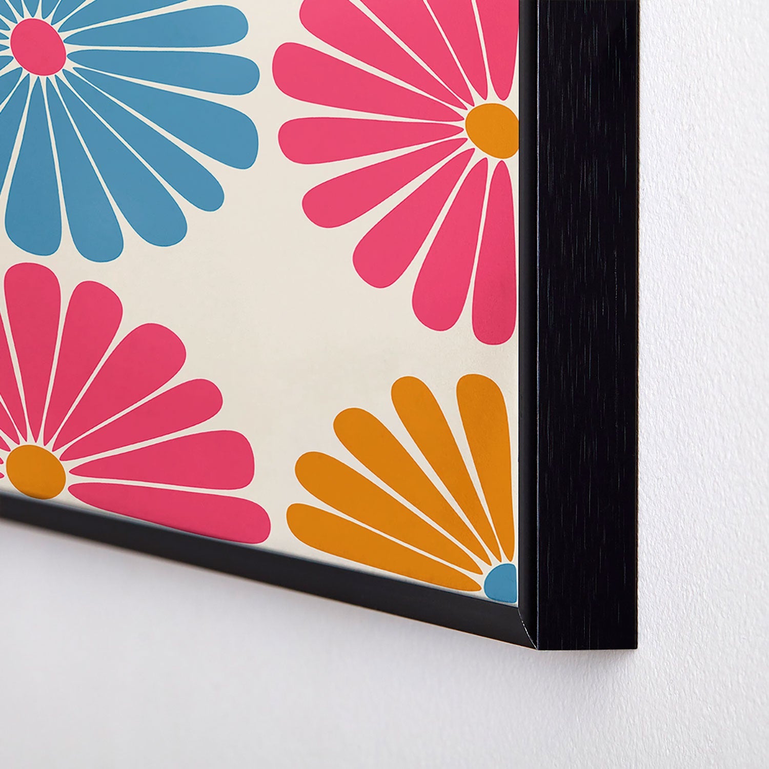 Colour Poems Retro Daisy Multicolor II Square Metal Framed Art Print
