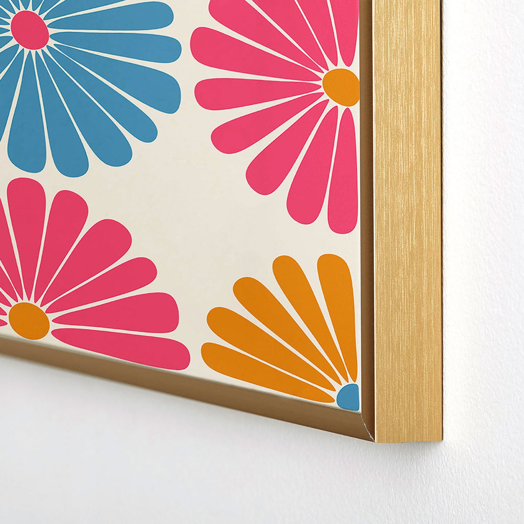 Colour Poems Retro Daisy Multicolor II Square Metal Framed Art Print