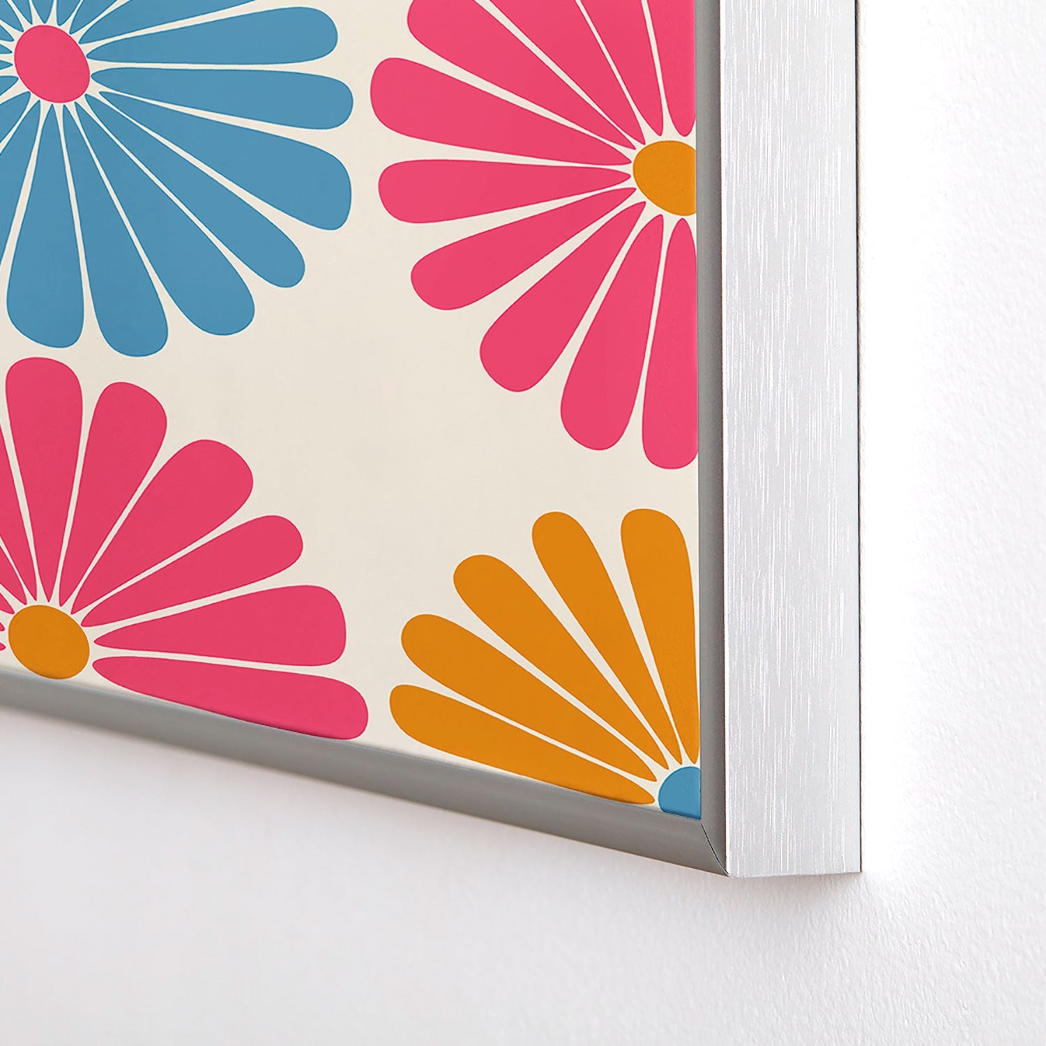 Colour Poems Retro Daisy Multicolor II Square Metal Framed Art Print