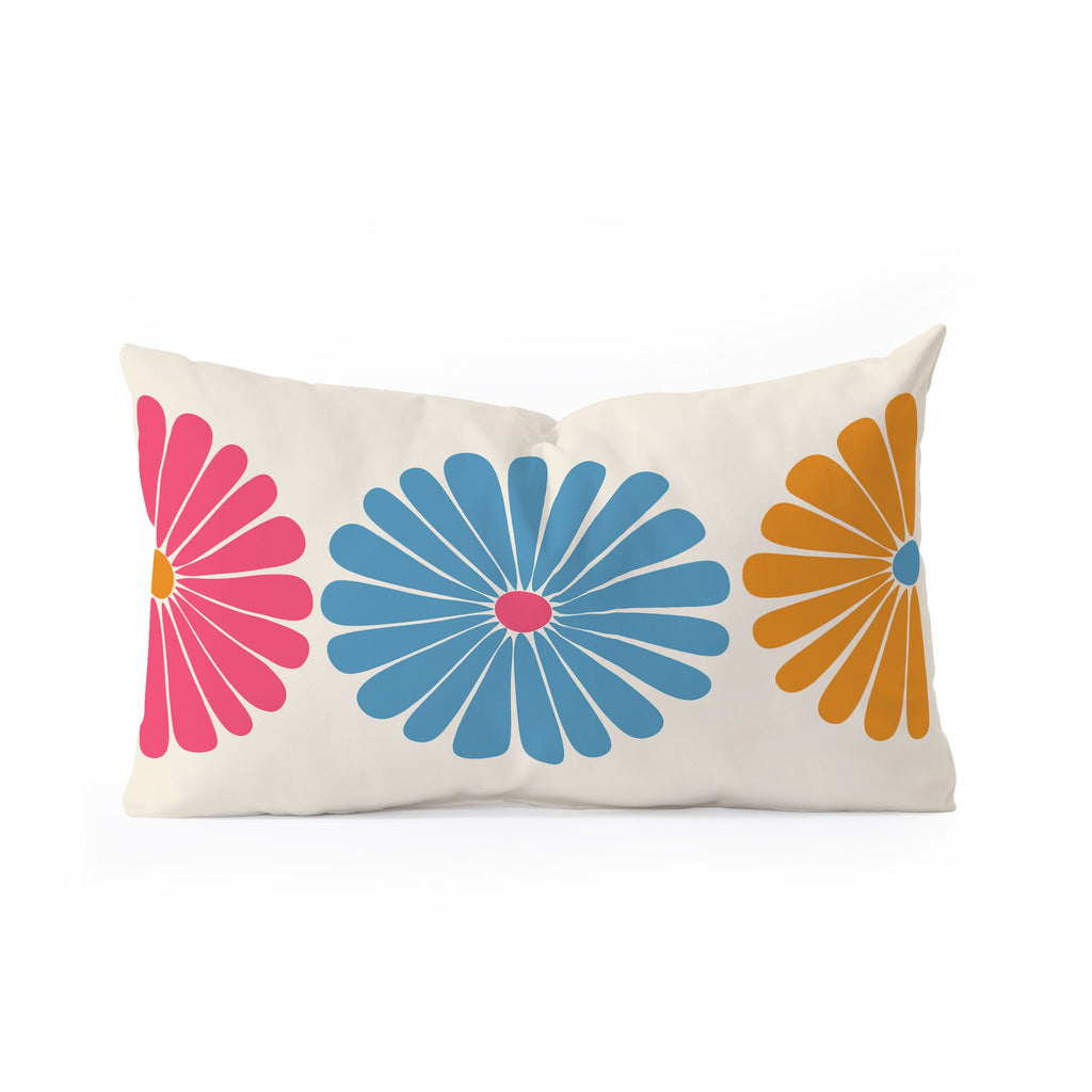 Colour Poems Retro Daisy Multicolor II Oblong Throw Pillow