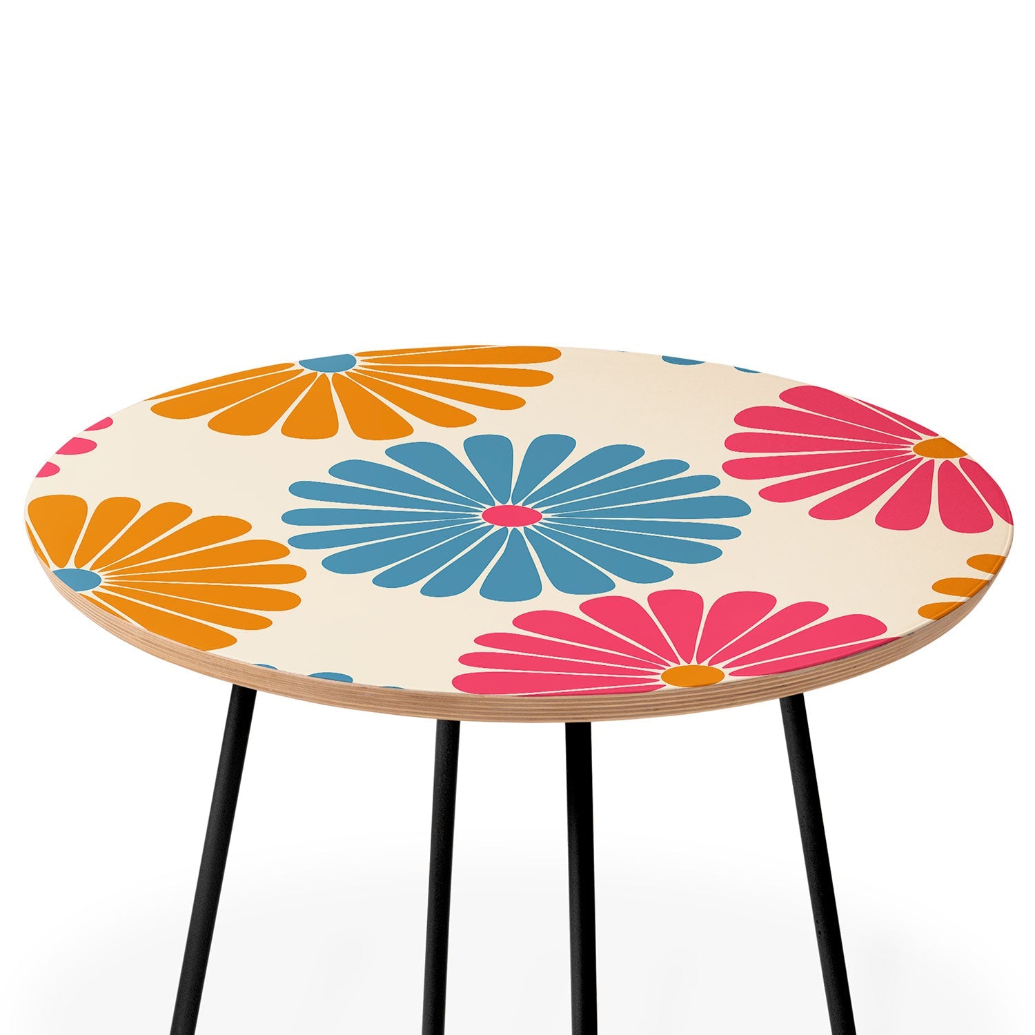 Colour Poems Retro Daisy Multicolor II Round Side Table