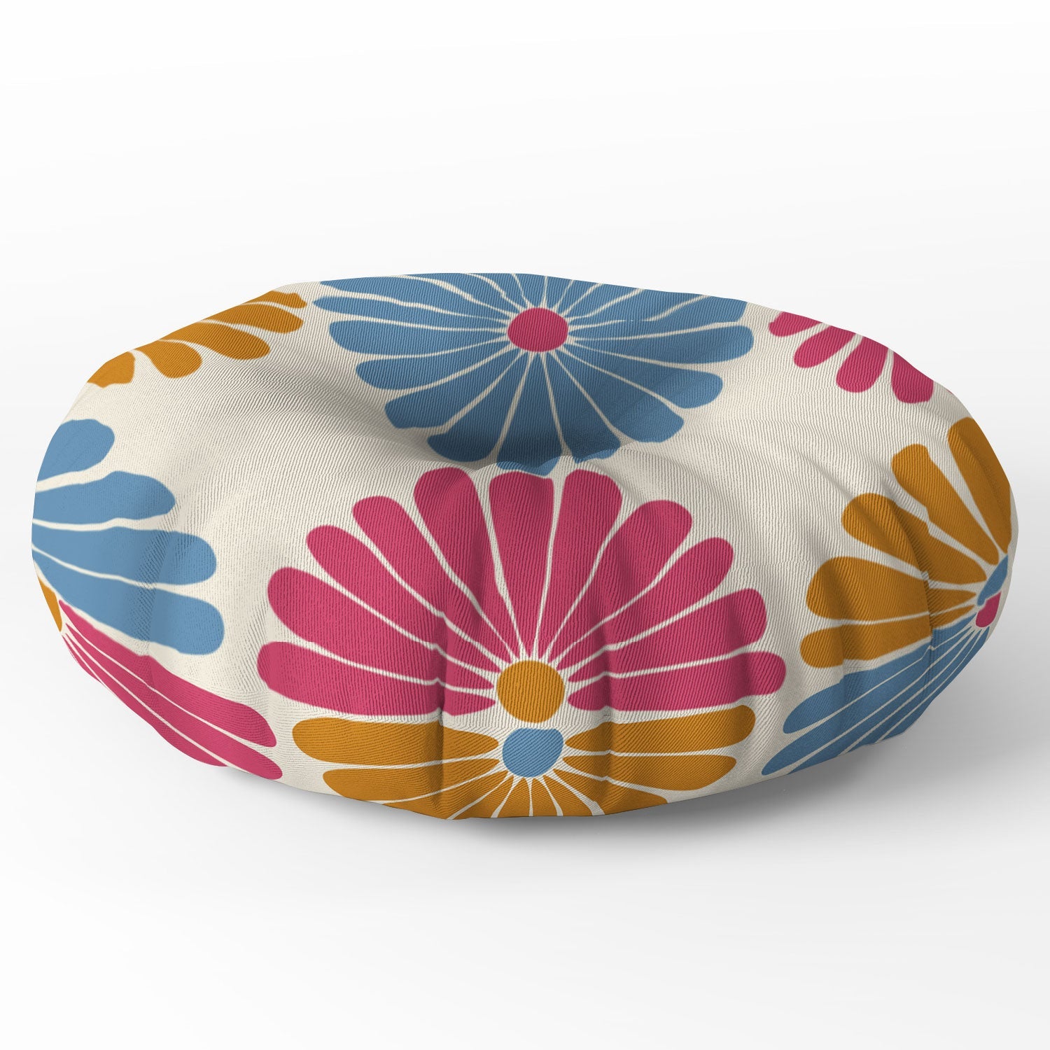 Colour Poems Retro Daisy Multicolor II Floor Pillow Round