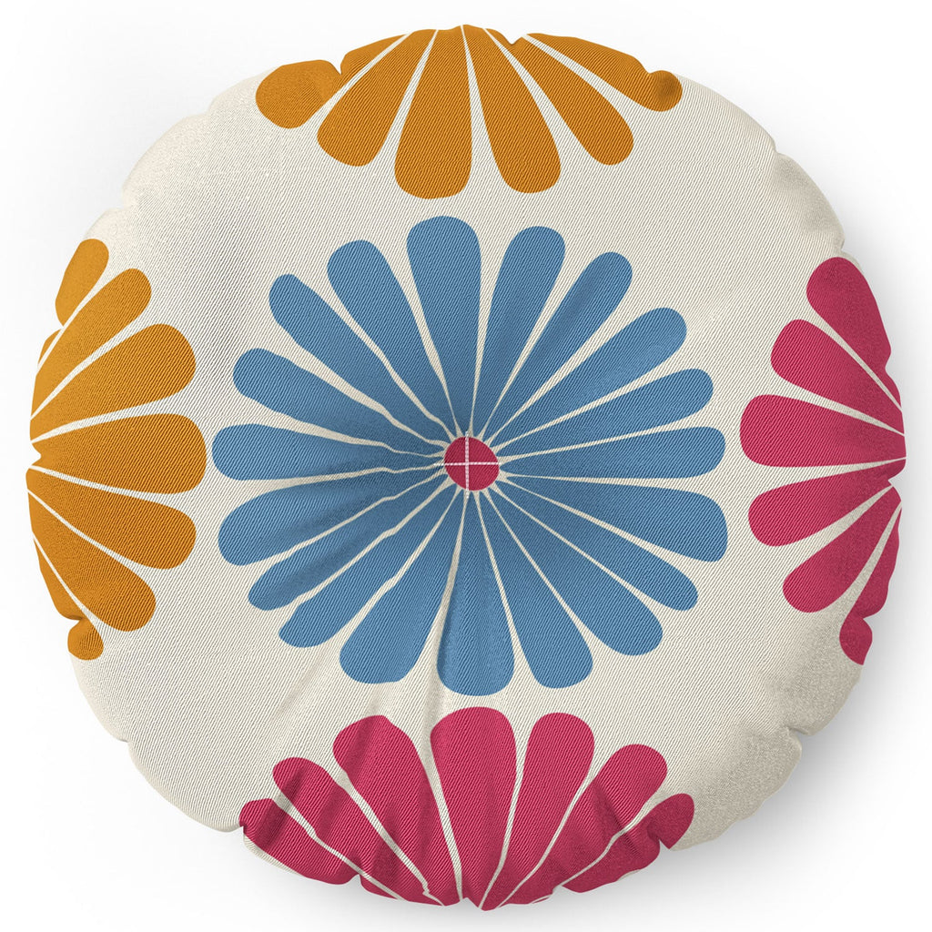 Colour Poems Retro Daisy Multicolor II Floor Pillow Round