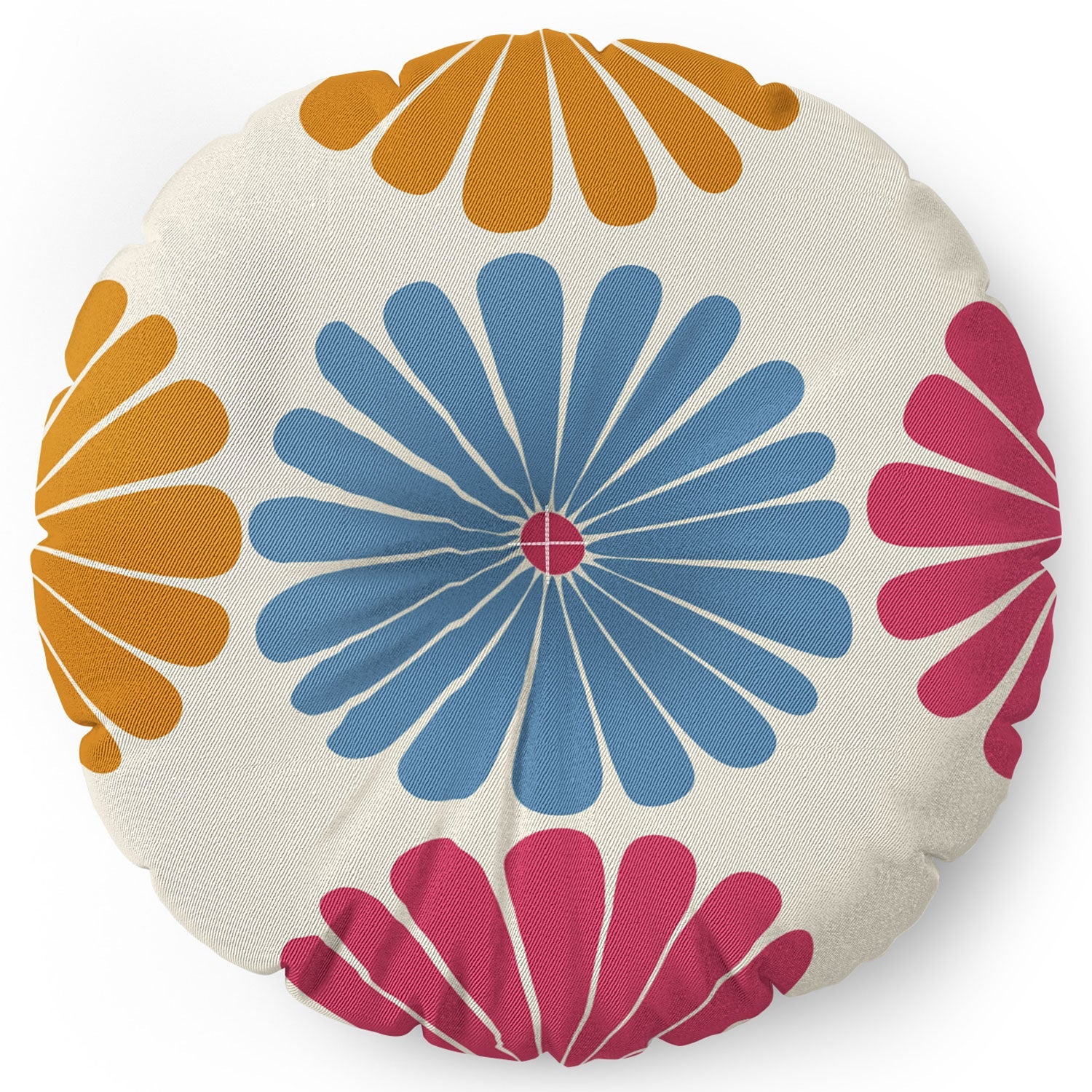 Colour Poems Retro Daisy Multicolor II Floor Pillow Round