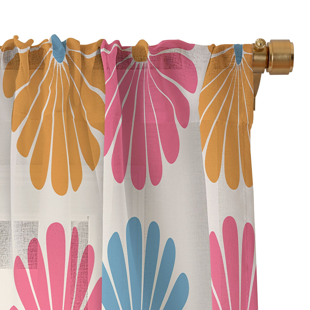 Colour Poems Retro Daisy Multicolor II Sheer Window Curtain