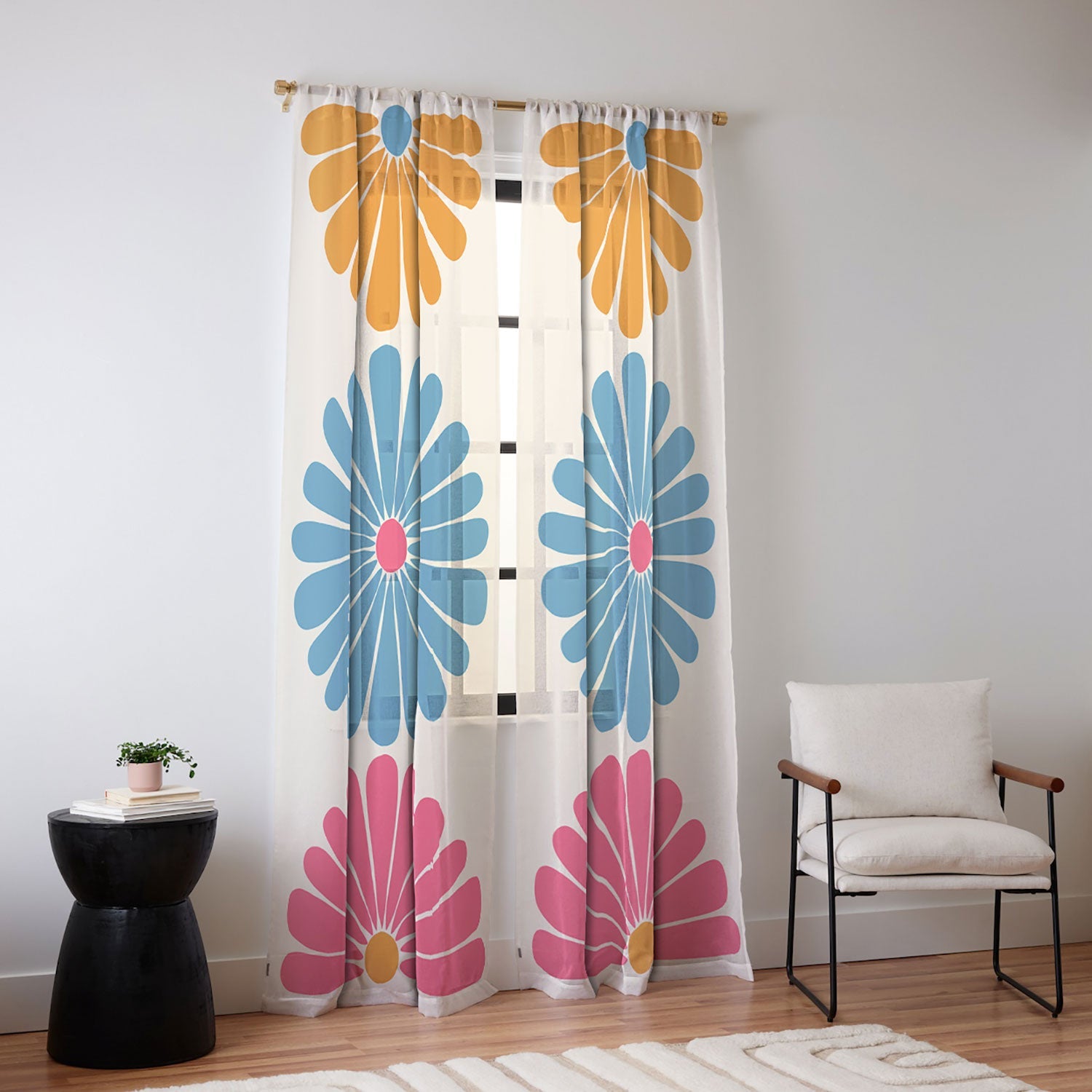 Colour Poems Retro Daisy Multicolor II Sheer Non Repeat