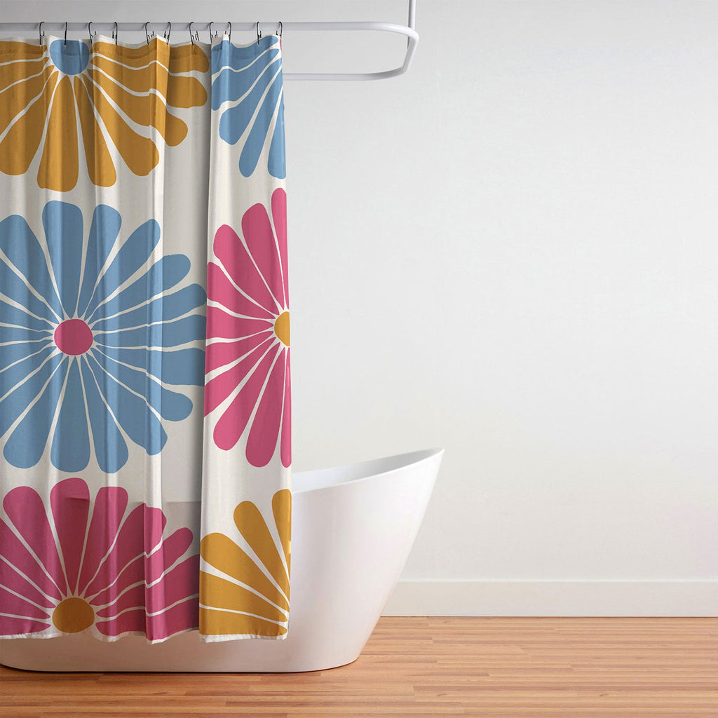 Colour Poems Retro Daisy Multicolor II Shower Curtain