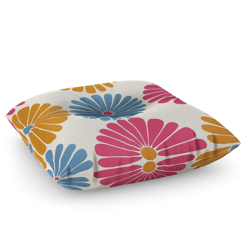 Colour Poems Retro Daisy Multicolor II Floor Pillow Square
