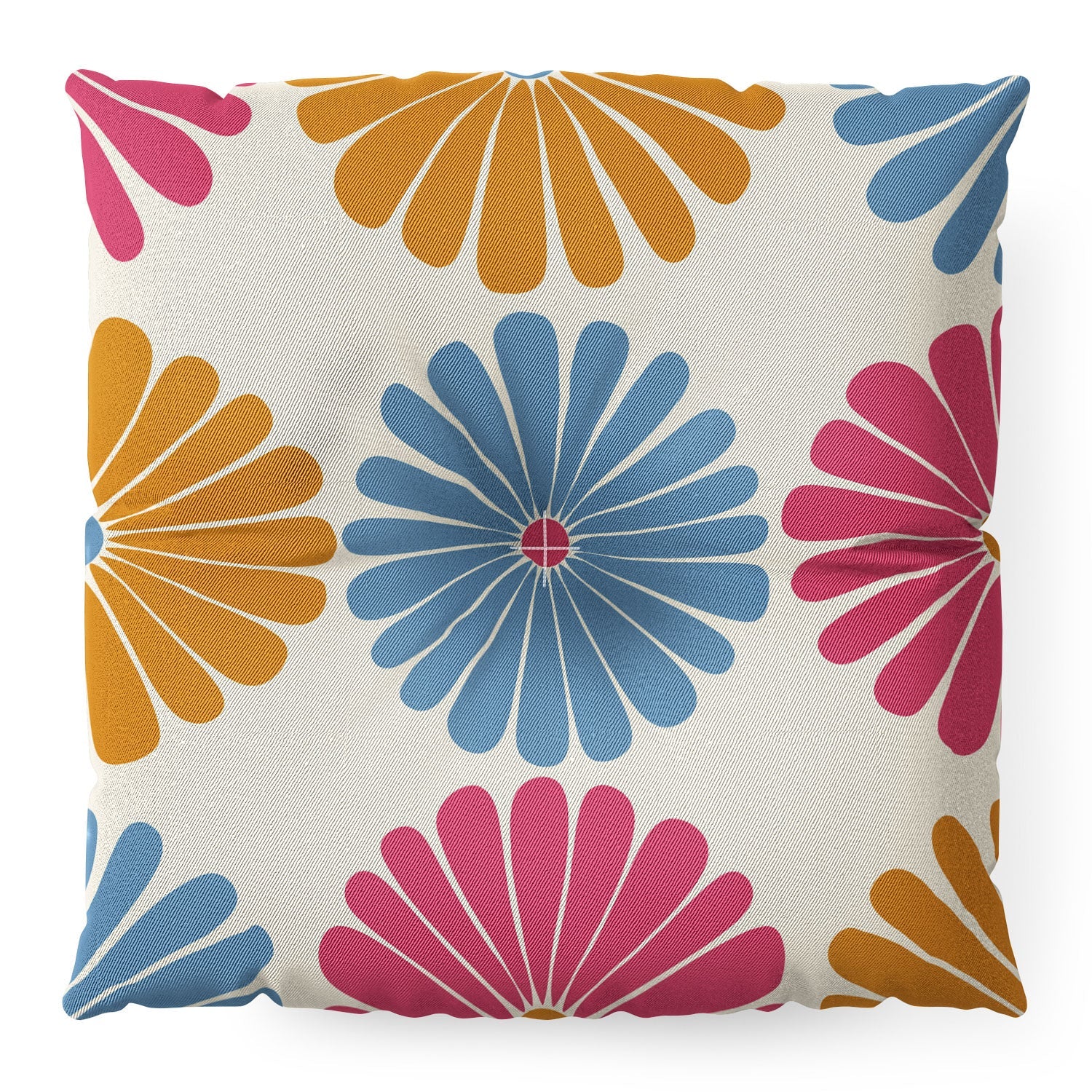 Colour Poems Retro Daisy Multicolor II Floor Pillow Square
