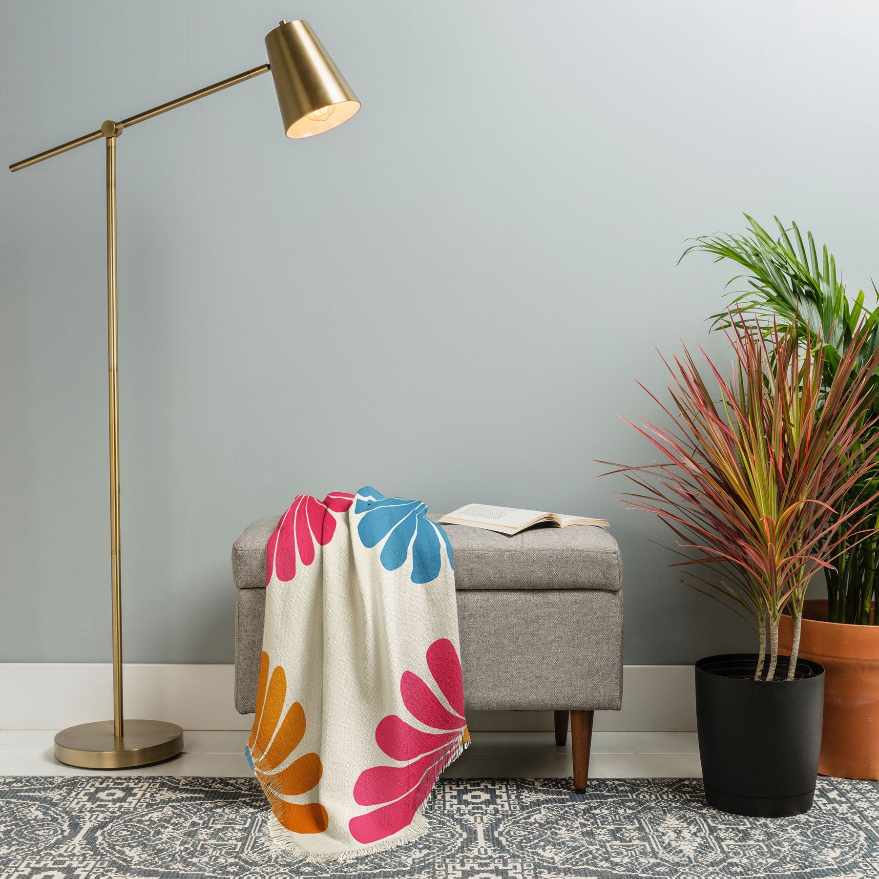 Colour Poems Retro Daisy Multicolor II Throw Blanket