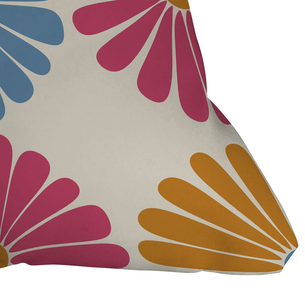 Colour Poems Retro Daisy Multicolor II Outdoor Throw Pillow