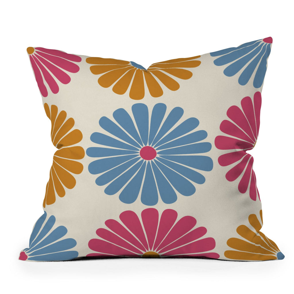 Colour Poems Retro Daisy Multicolor II Throw Pillow