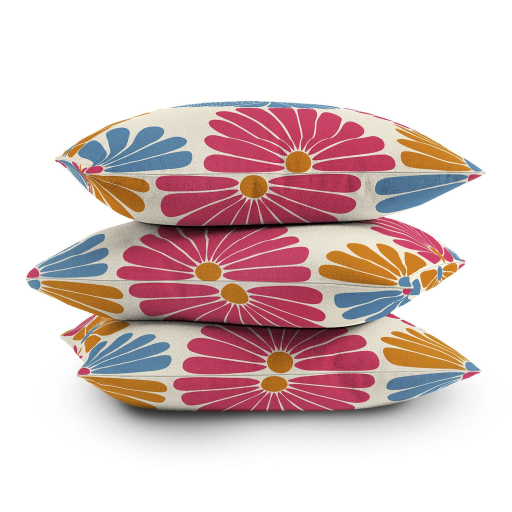 Colour Poems Retro Daisy Multicolor II Outdoor Throw Pillow
