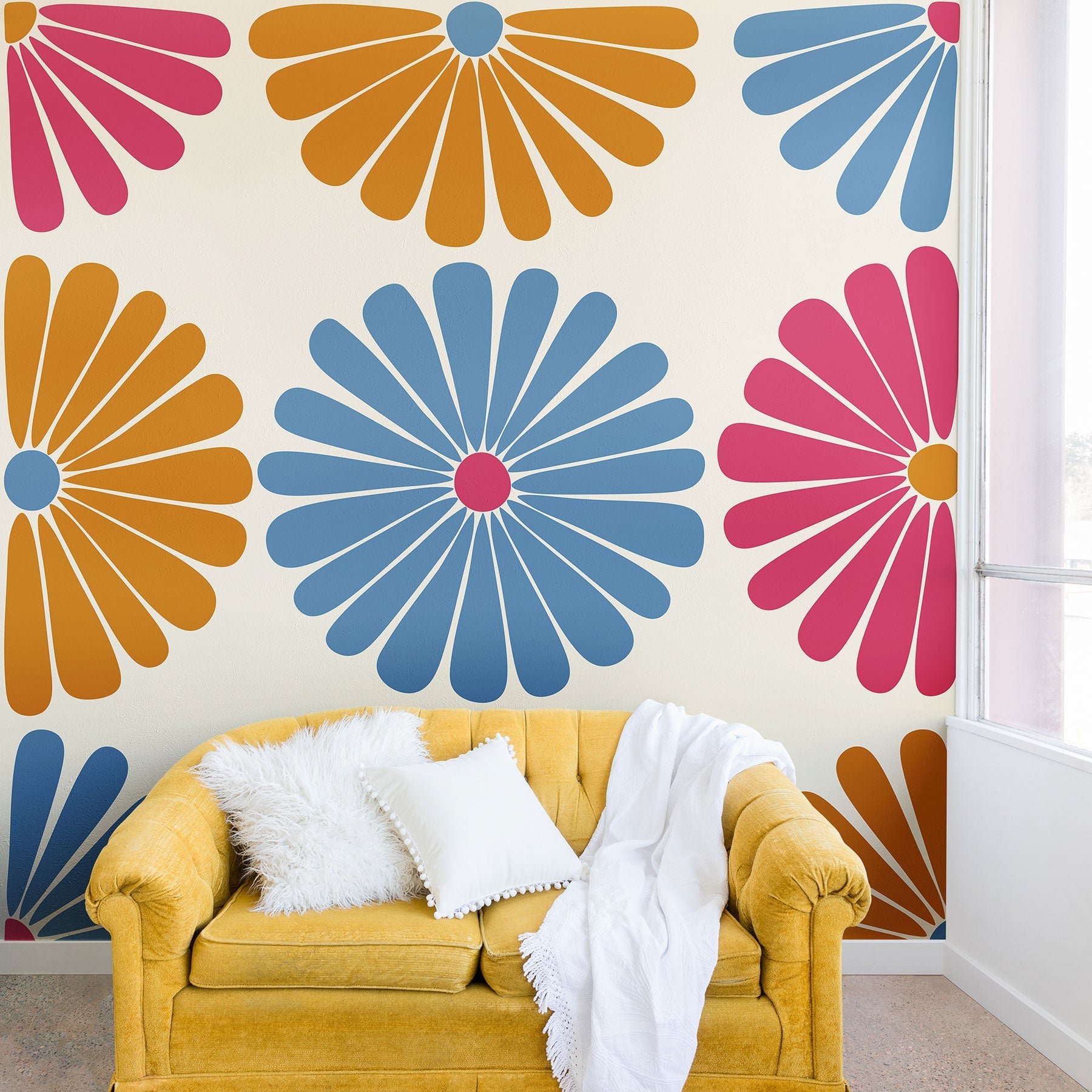 Colour Poems Retro Daisy Multicolor II Wall Mural