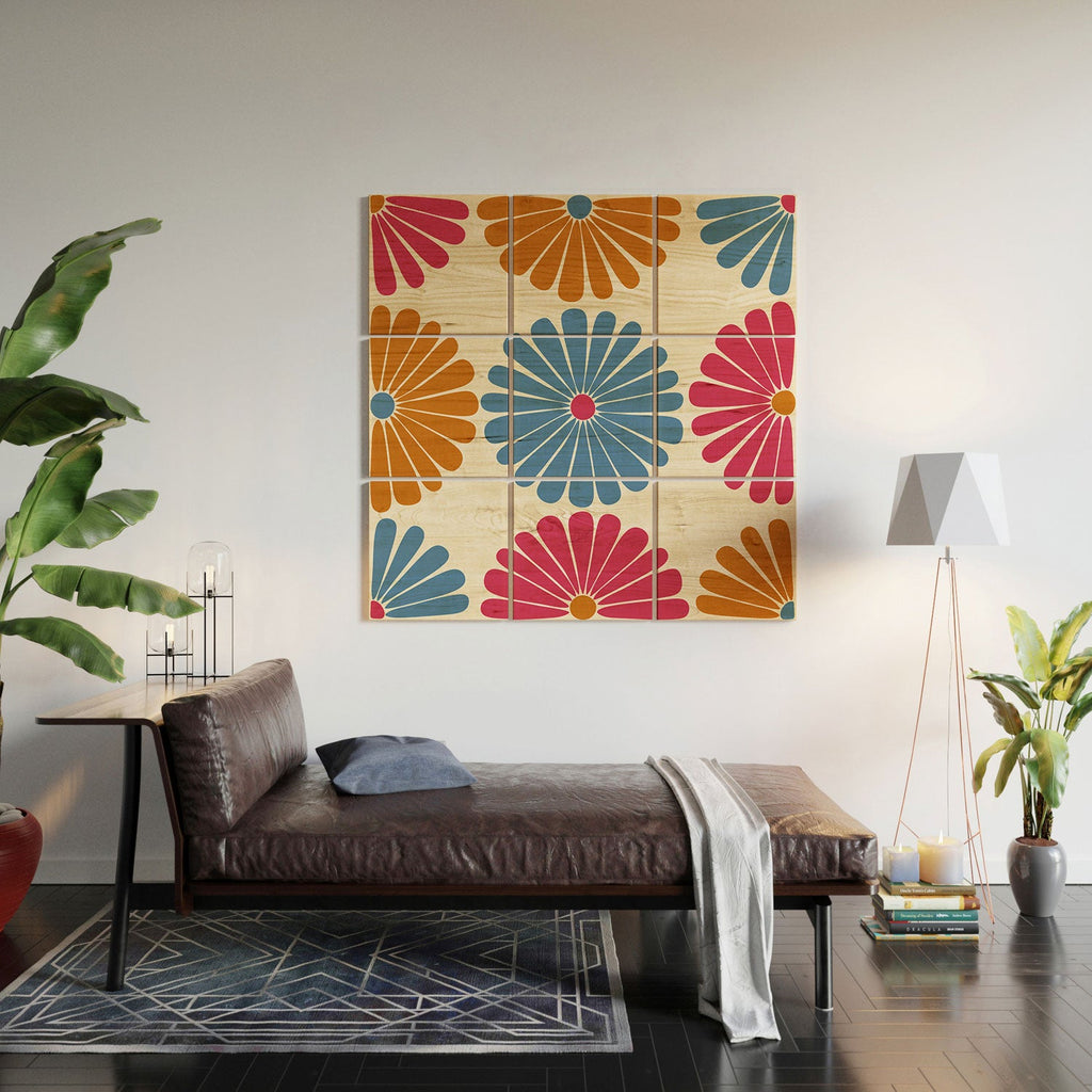 Colour Poems Retro Daisy Multicolor II Wood Wall Mural