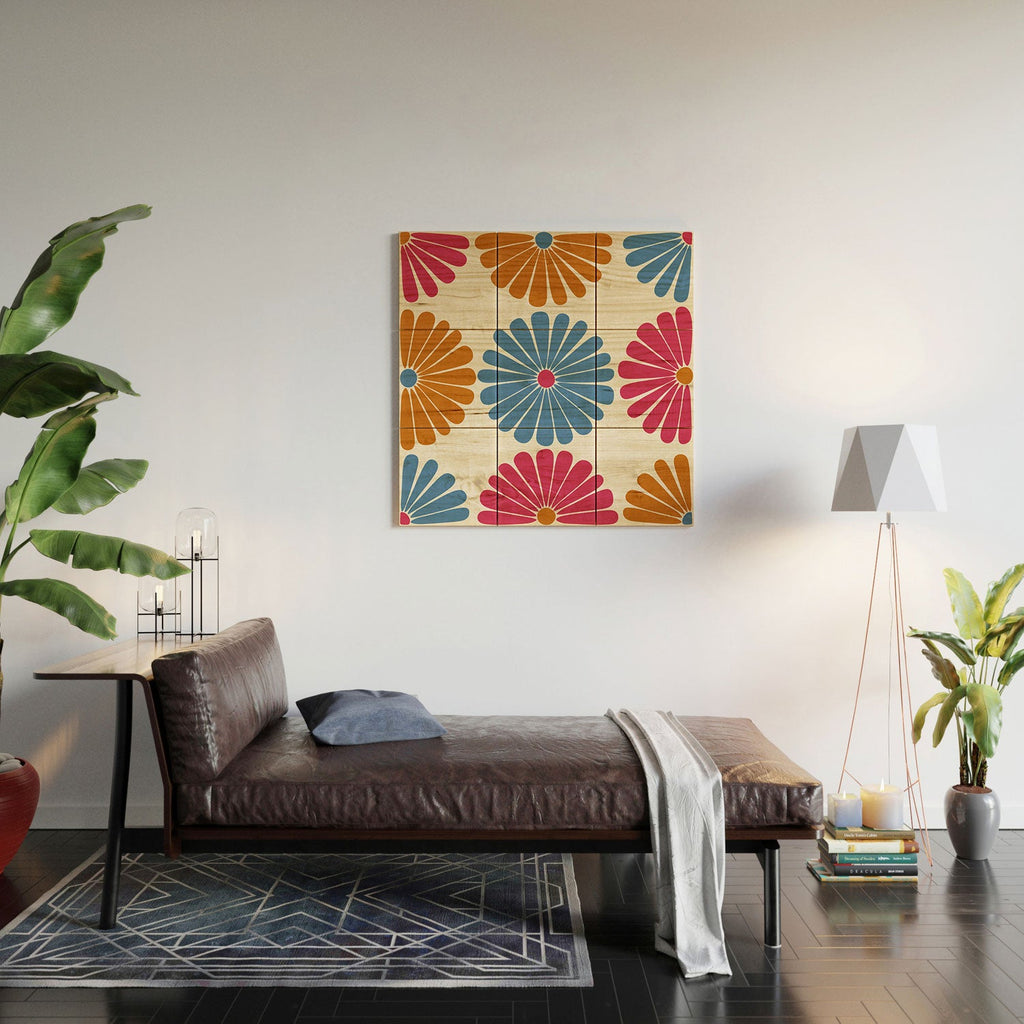 Colour Poems Retro Daisy Multicolor II Wood Wall Mural