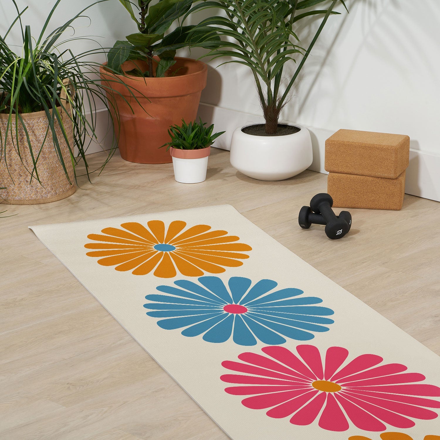 Colour Poems Retro Daisy Multicolor II Yoga Mat