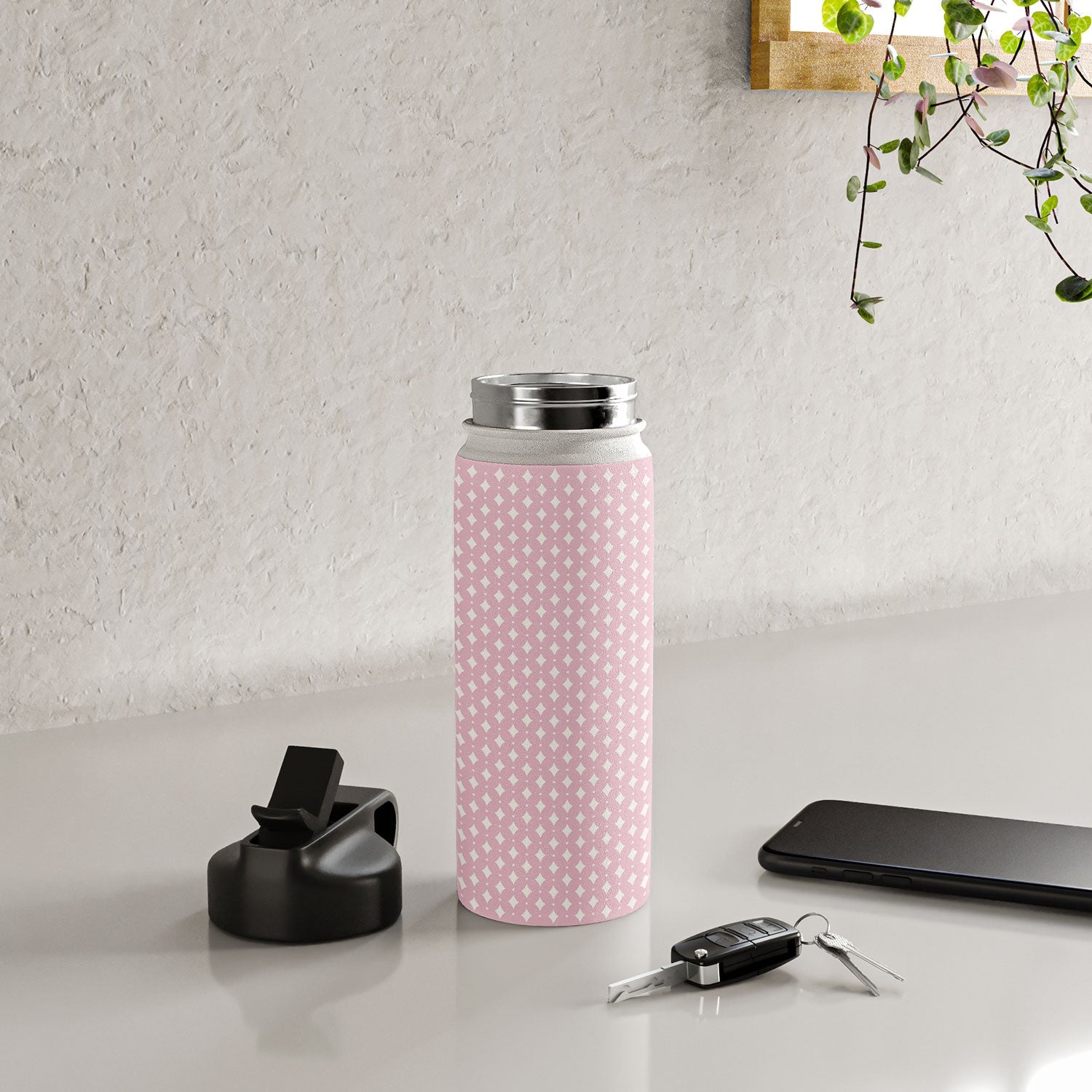 Colour Poems Vintage Jewels Blush Pink Water Bottle