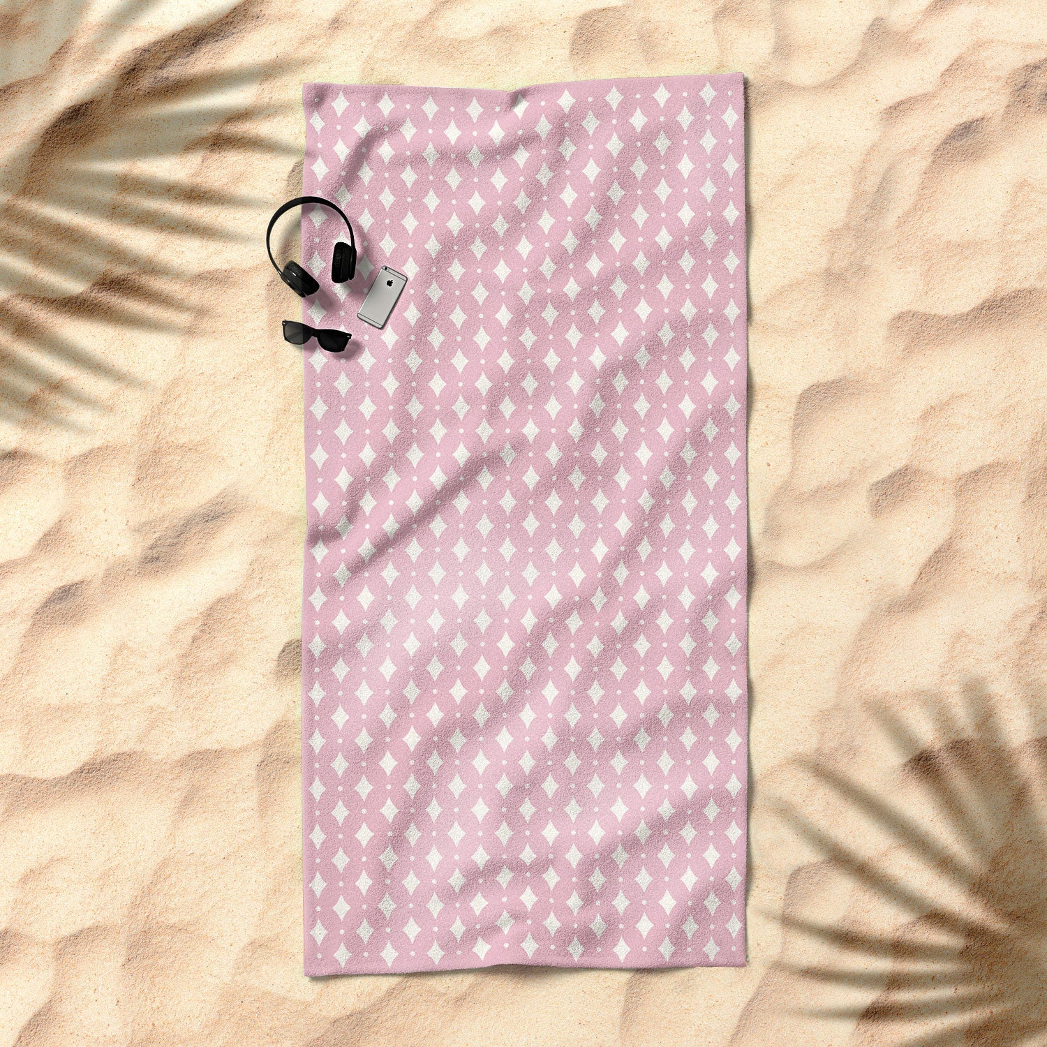 Colour Poems Vintage Jewels Blush Pink Beach Towel