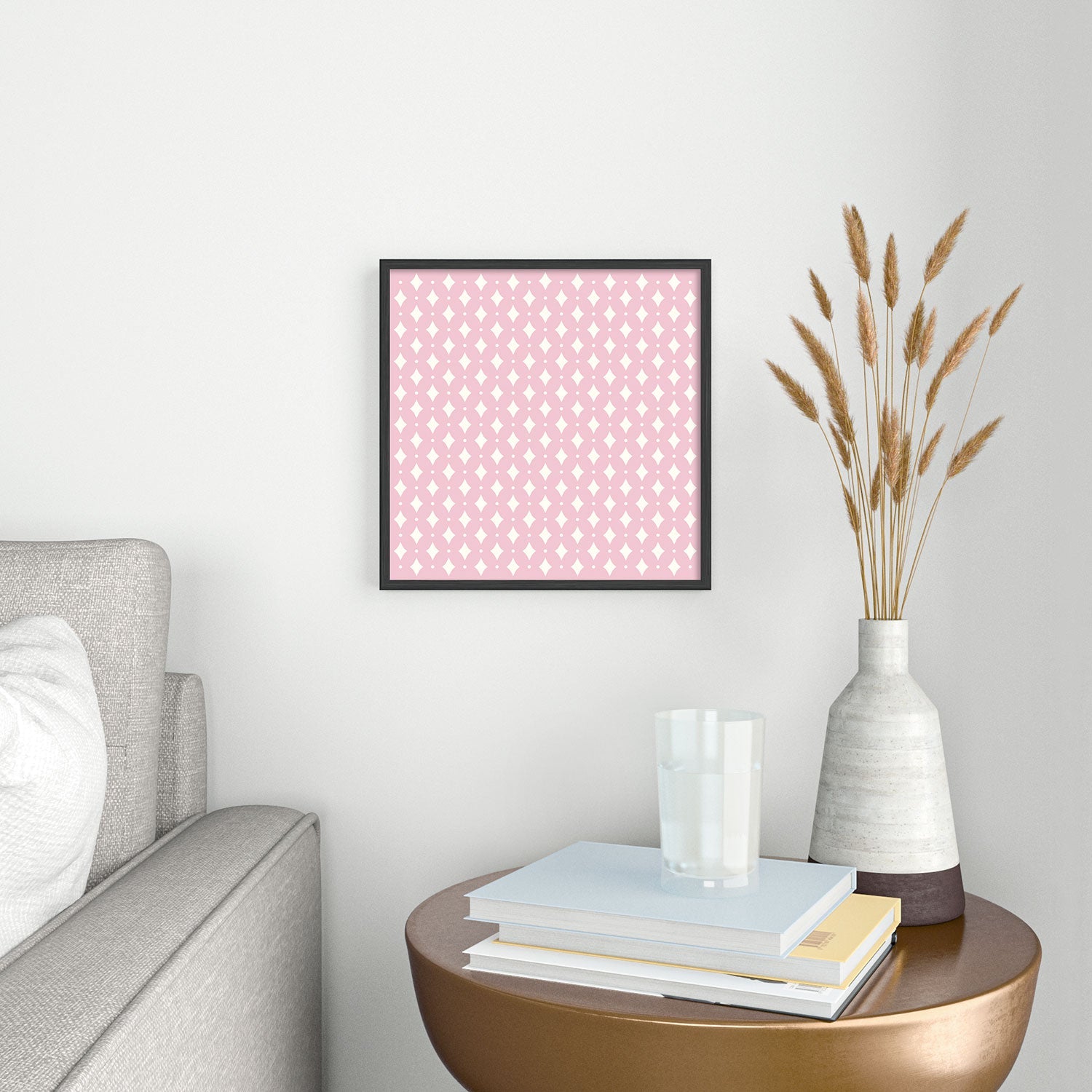 Colour Poems Vintage Jewels Blush Pink Square Metal Framed Art Print