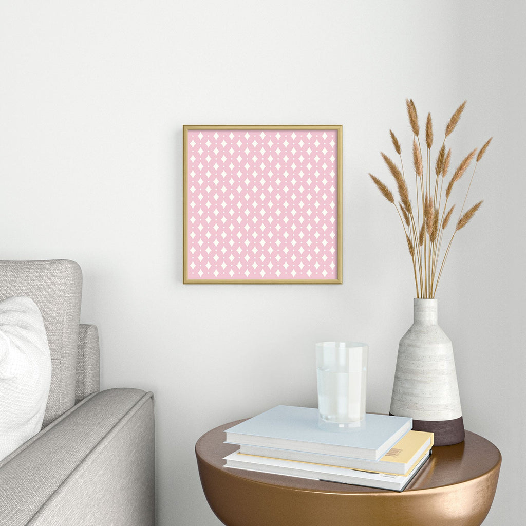 Colour Poems Vintage Jewels Blush Pink Square Metal Framed Art Print