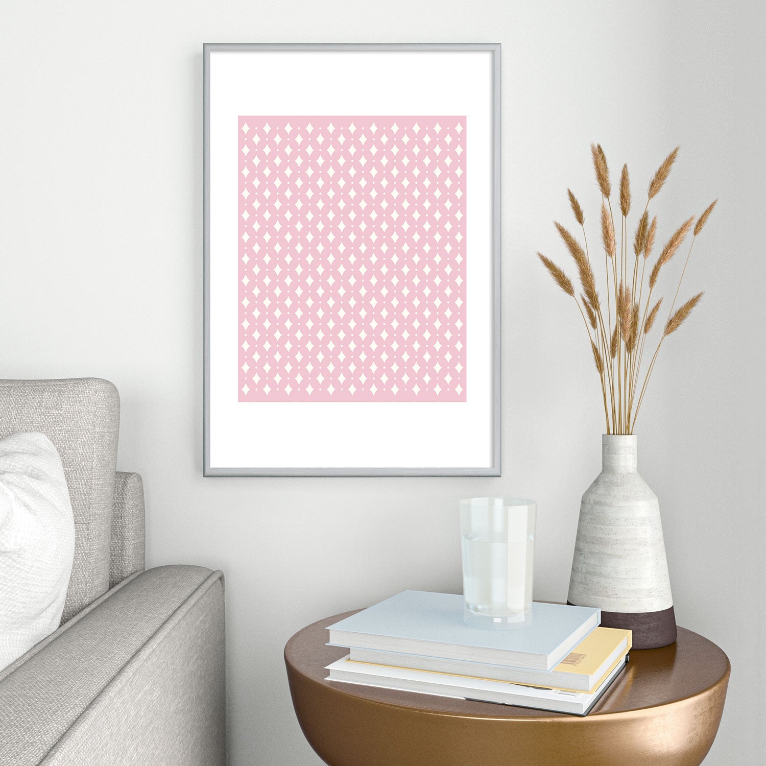 Colour Poems Vintage Jewels Blush Pink Metal Framed Art Print