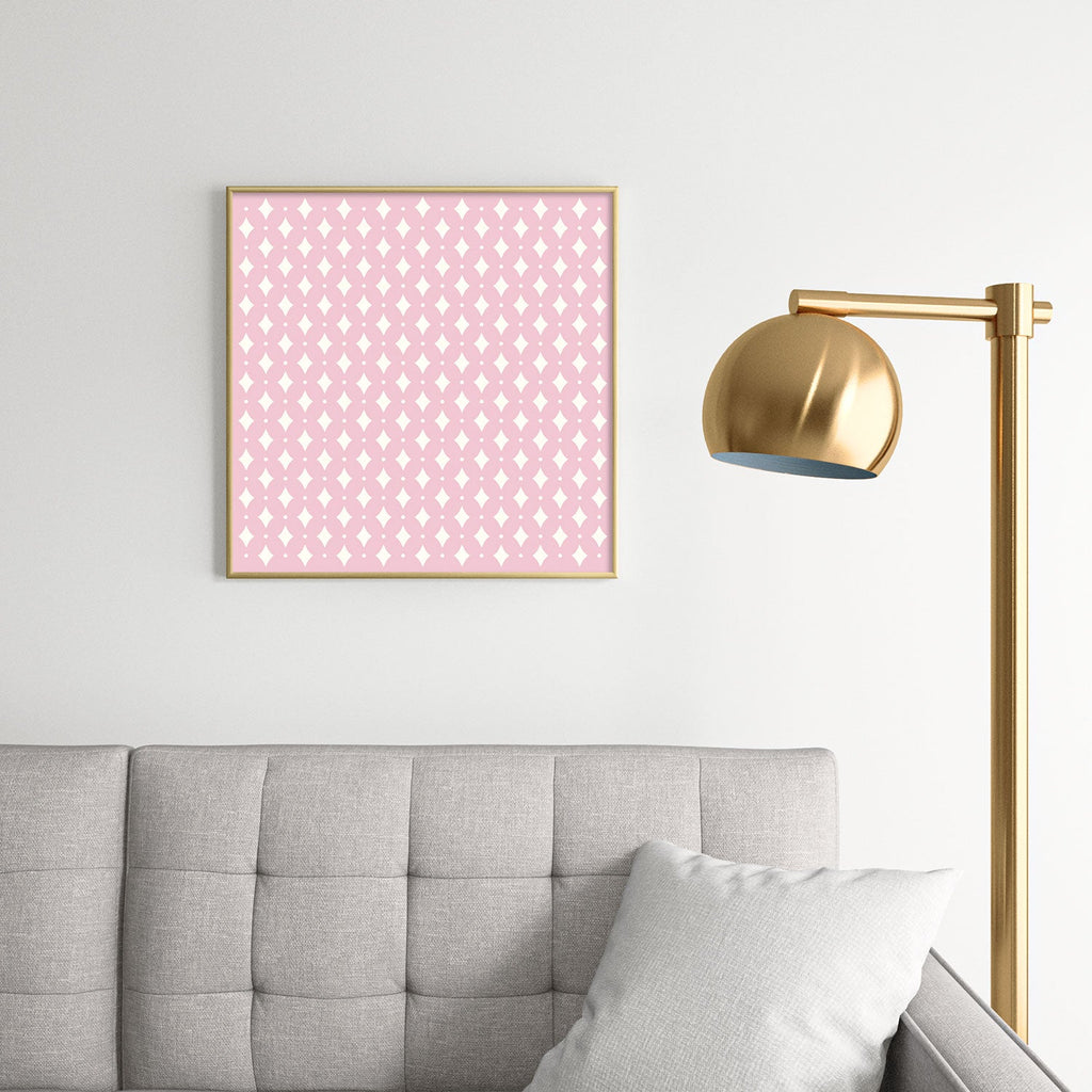 Colour Poems Vintage Jewels Blush Pink Square Metal Framed Art Print