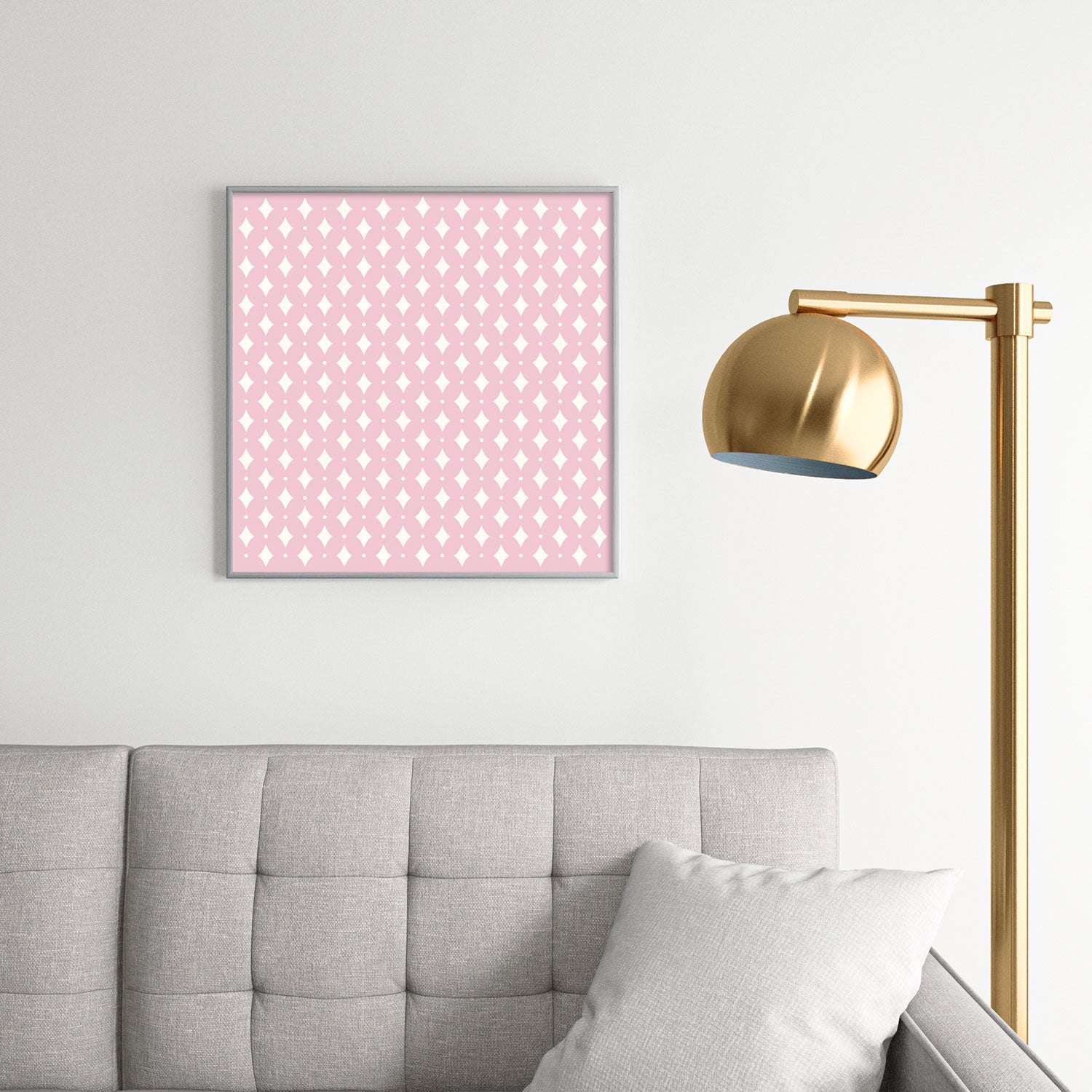 Colour Poems Vintage Jewels Blush Pink Square Metal Framed Art Print