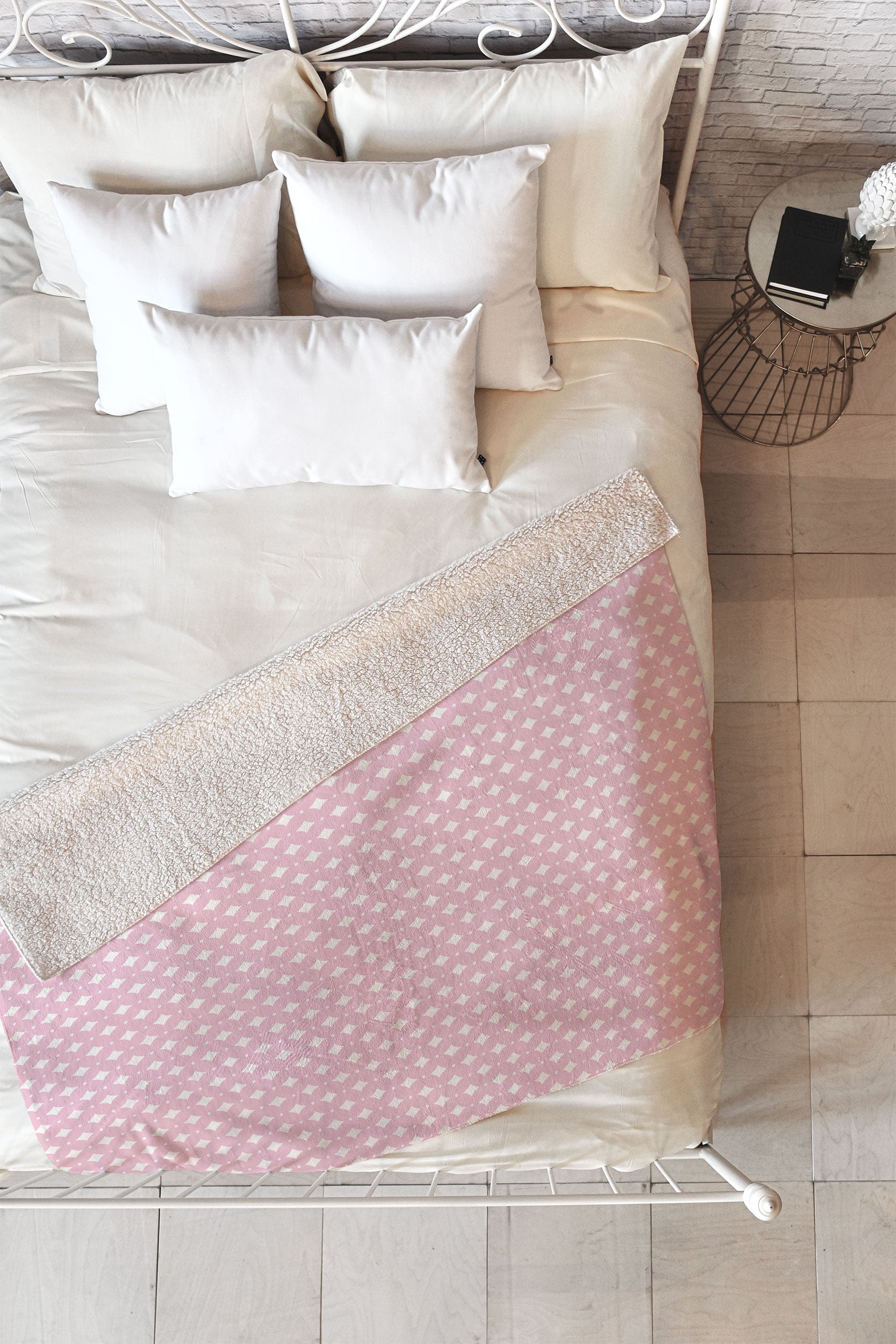 Colour Poems Vintage Jewels Blush Pink Fleece Throw Blanket
