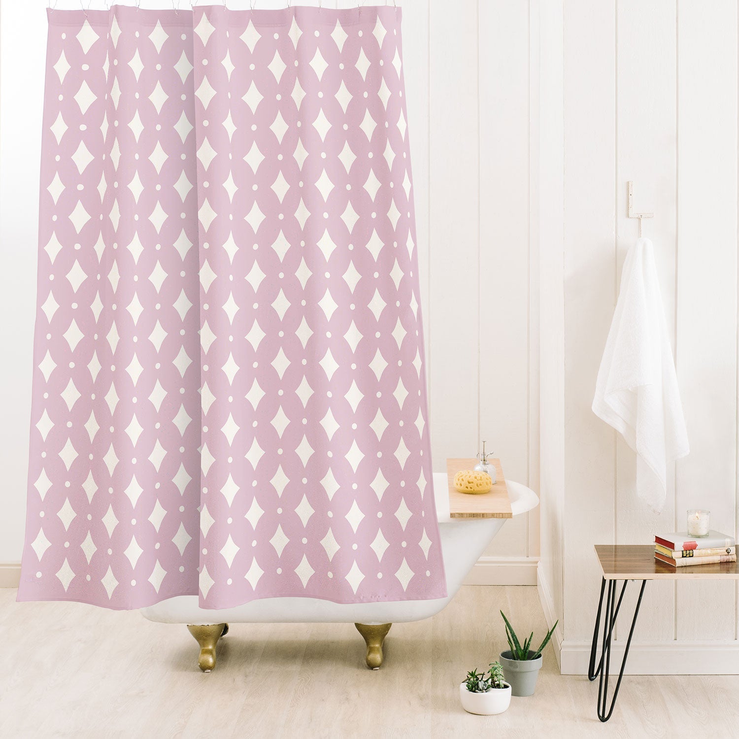 Colour Poems Vintage Jewels Blush Pink Shower Curtain