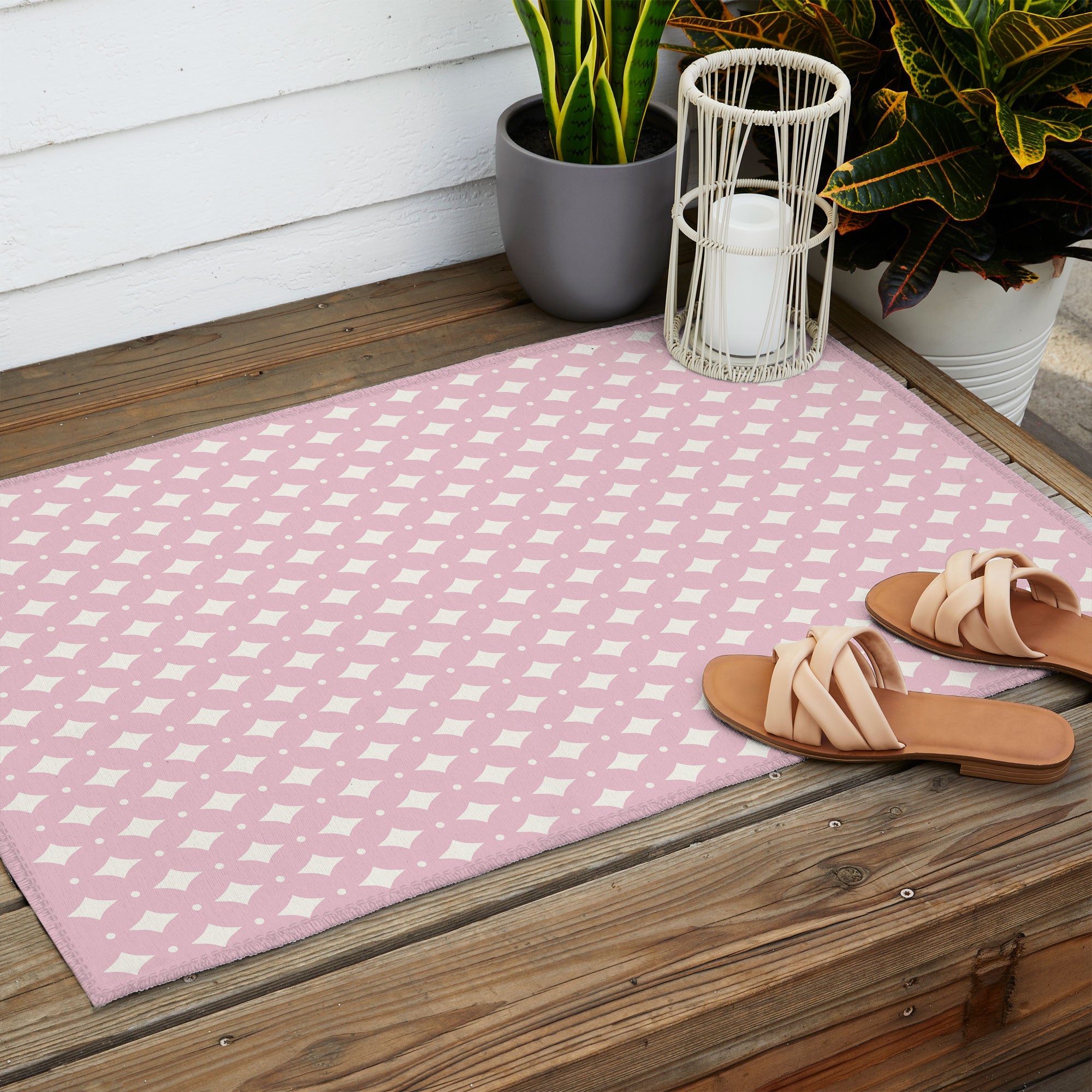 Colour Poems Vintage Jewels Blush Pink Outdoor Rug