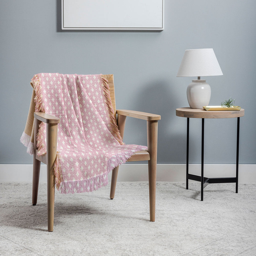 Colour Poems Vintage Jewels Blush Pink Throw Blanket