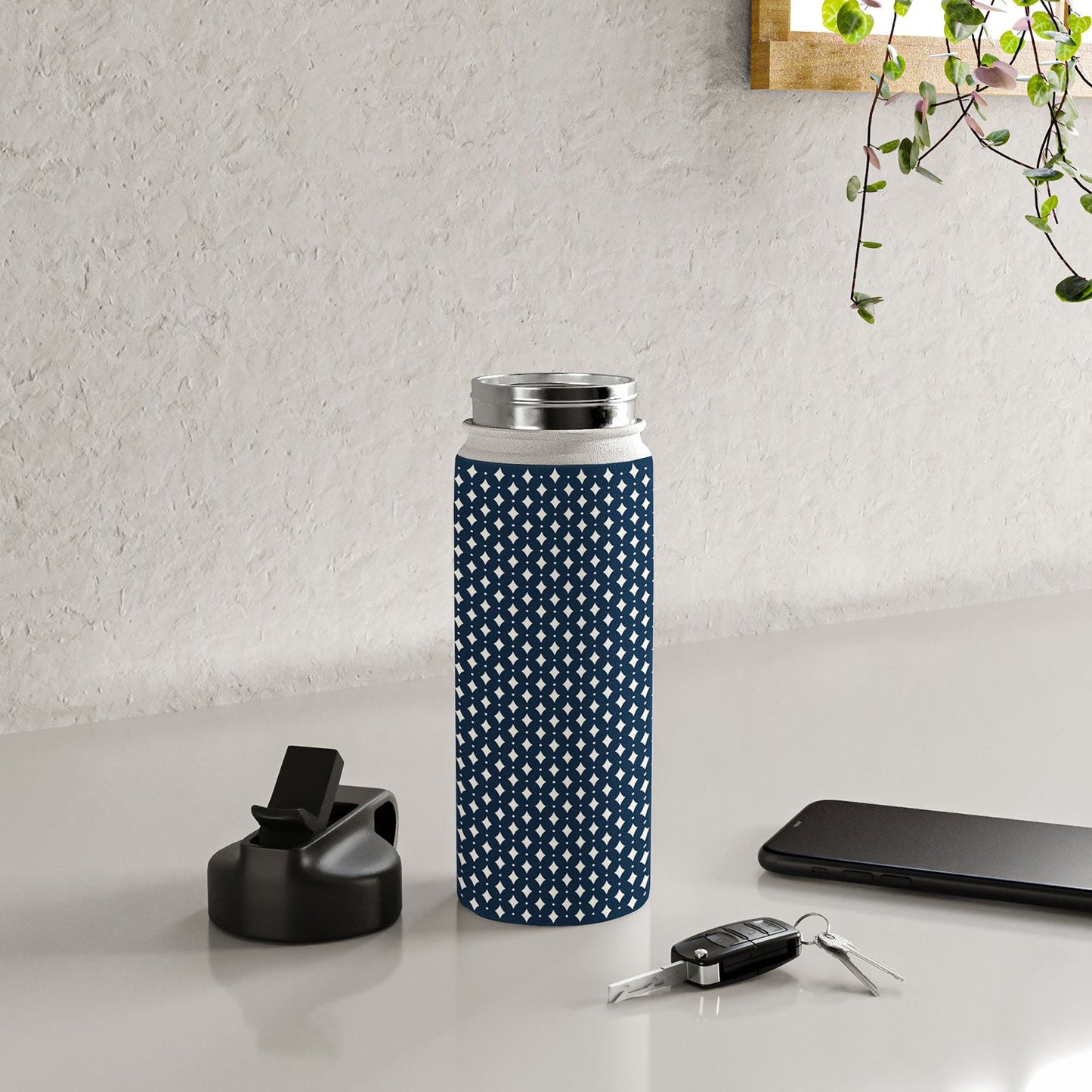 Colour Poems Vintage Jewels Navy Blue Water Bottle