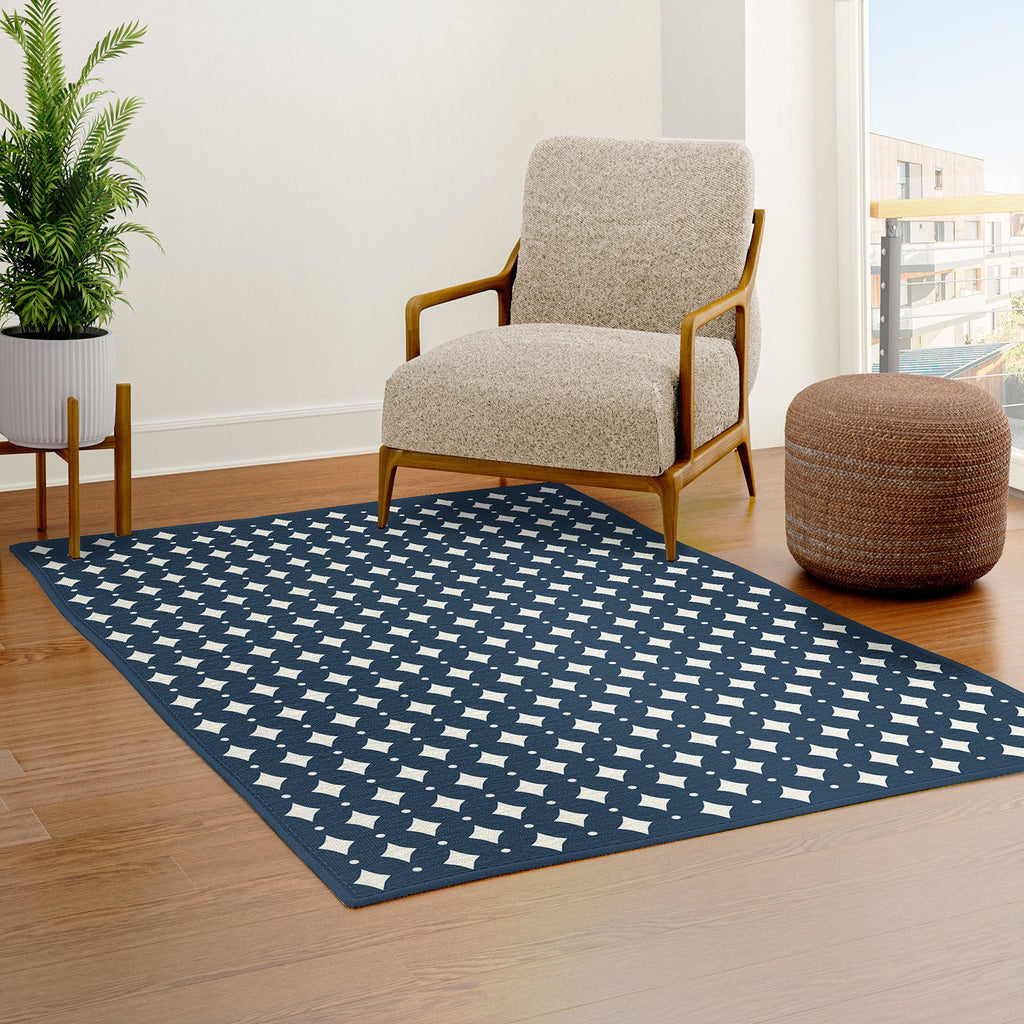 Colour Poems Vintage Jewels Navy Blue Area Rug