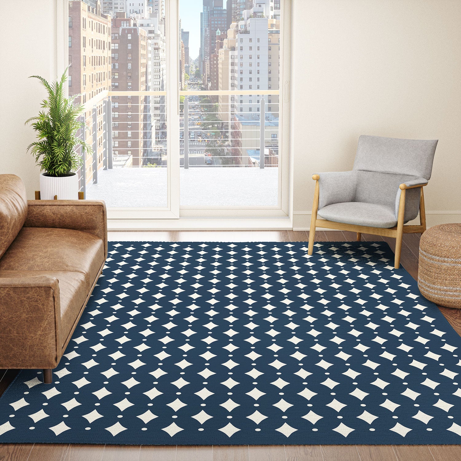 Colour Poems Vintage Jewels Navy Blue Area Rug
