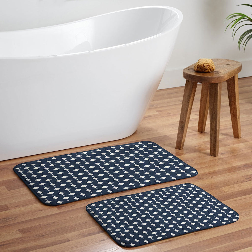 Colour Poems Vintage Jewels Navy Blue Memory Foam Bath Mat