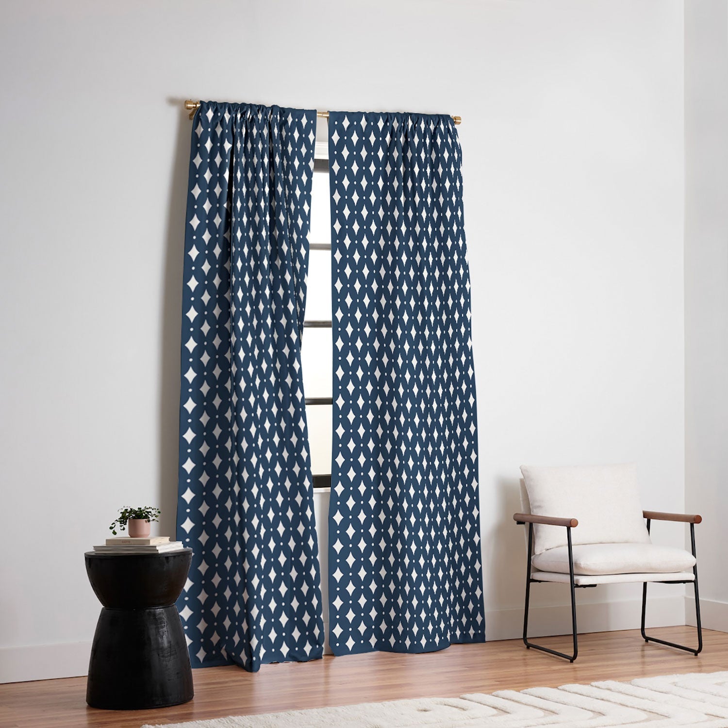 Colour Poems Vintage Jewels Navy Blue Blackout Non Repeat