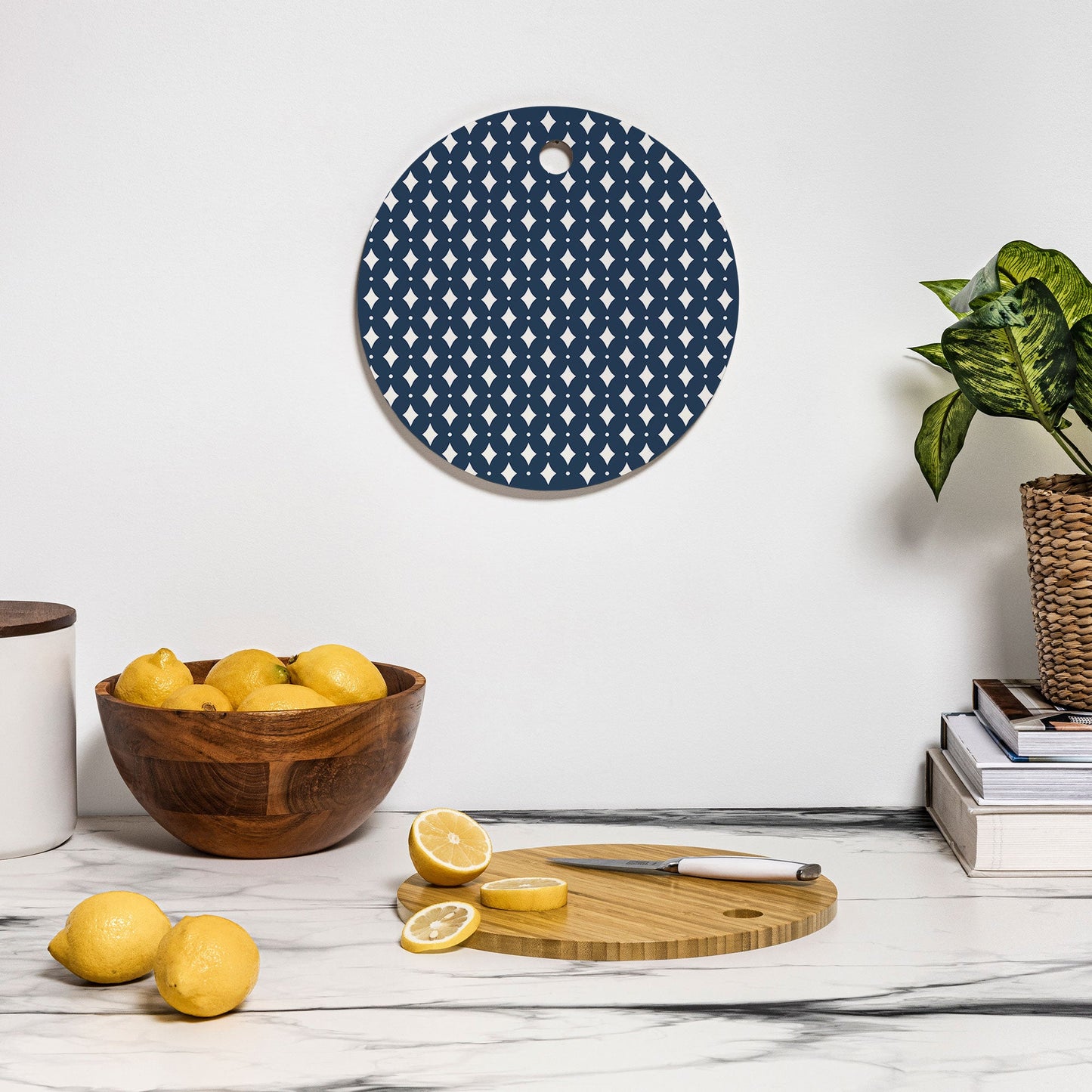 Colour Poems Vintage Jewels Navy Blue Cutting Board Round