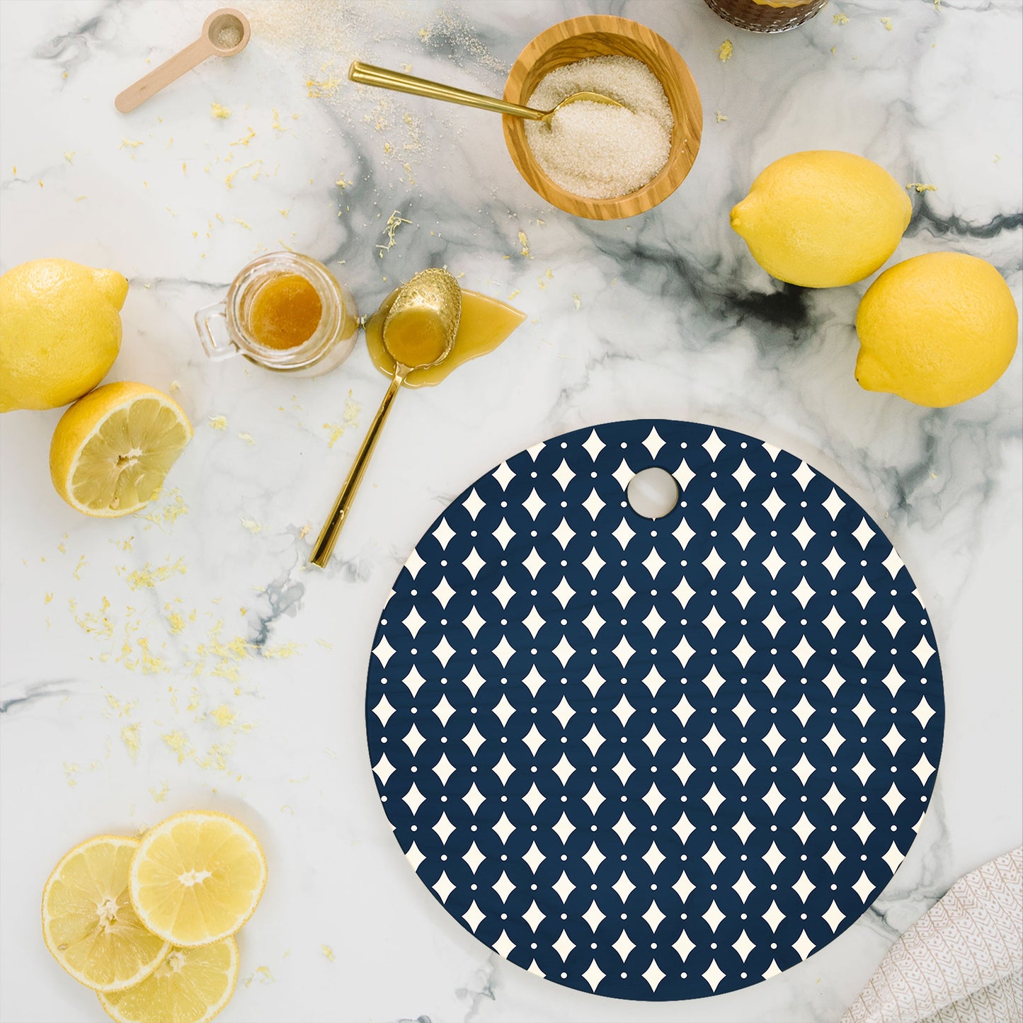 Colour Poems Vintage Jewels Navy Blue Cutting Board Round