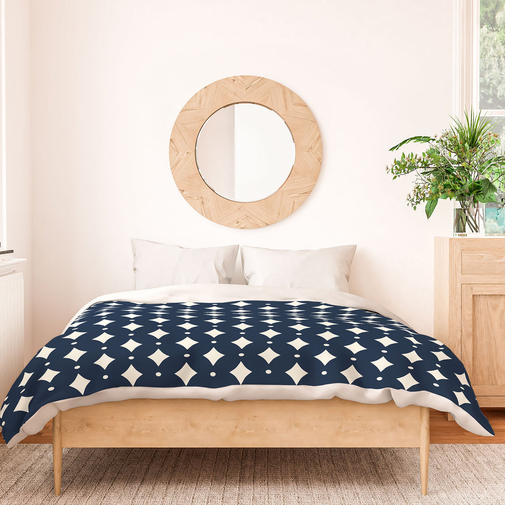 Colour Poems Vintage Jewels Navy Blue Duvet Cover
