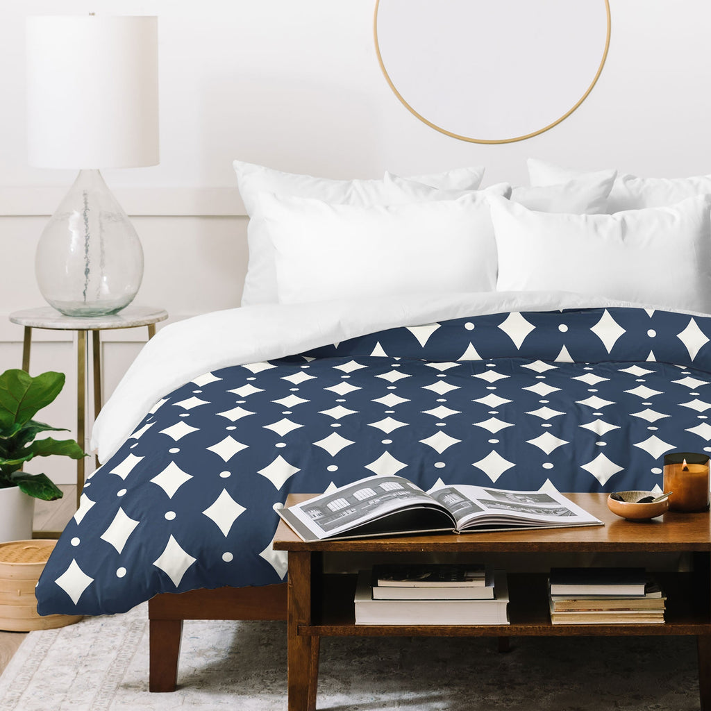 Colour Poems Vintage Jewels Navy Blue Duvet Cover