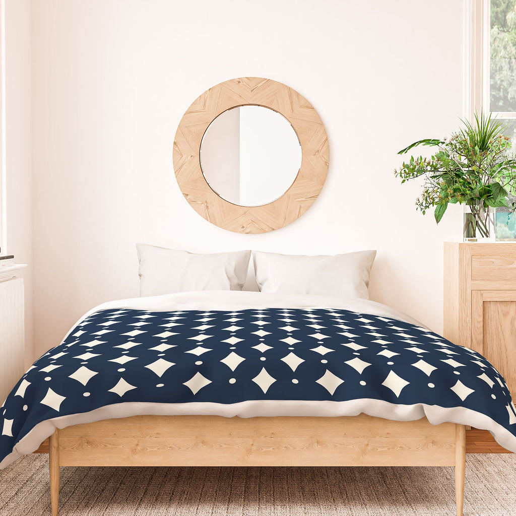 Colour Poems Vintage Jewels Navy Blue Duvet Cover