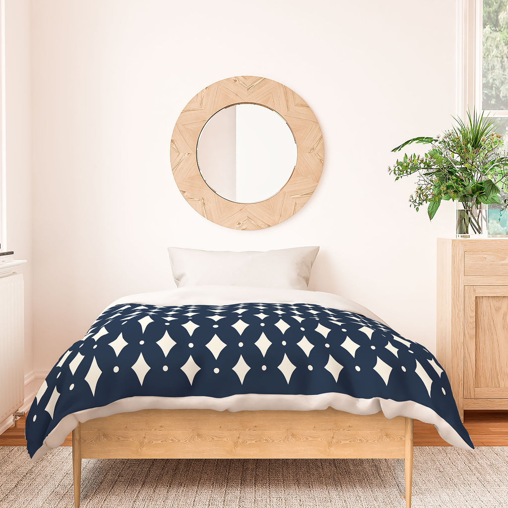 Colour Poems Vintage Jewels Navy Blue Duvet Cover