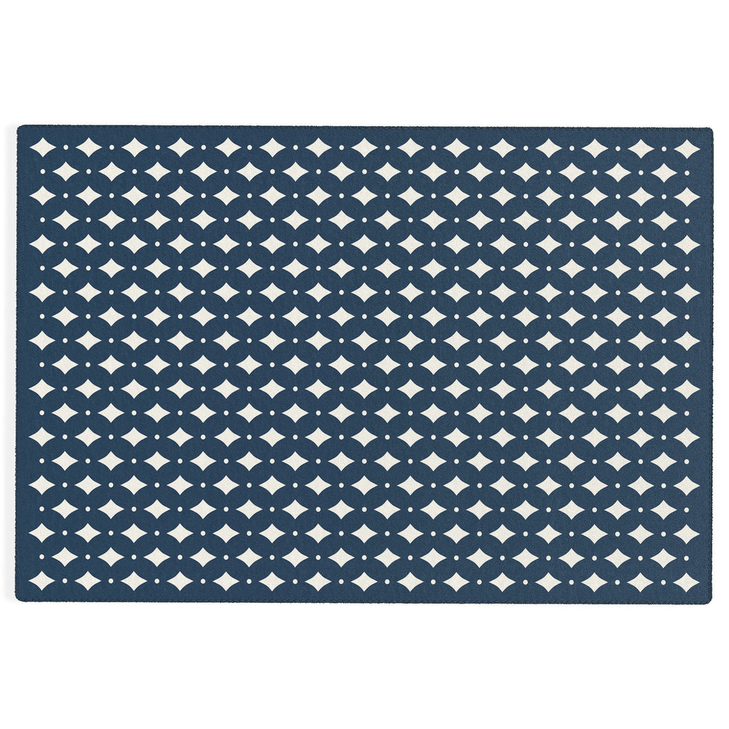 Colour Poems Vintage Jewels Navy Blue Outdoor Rug