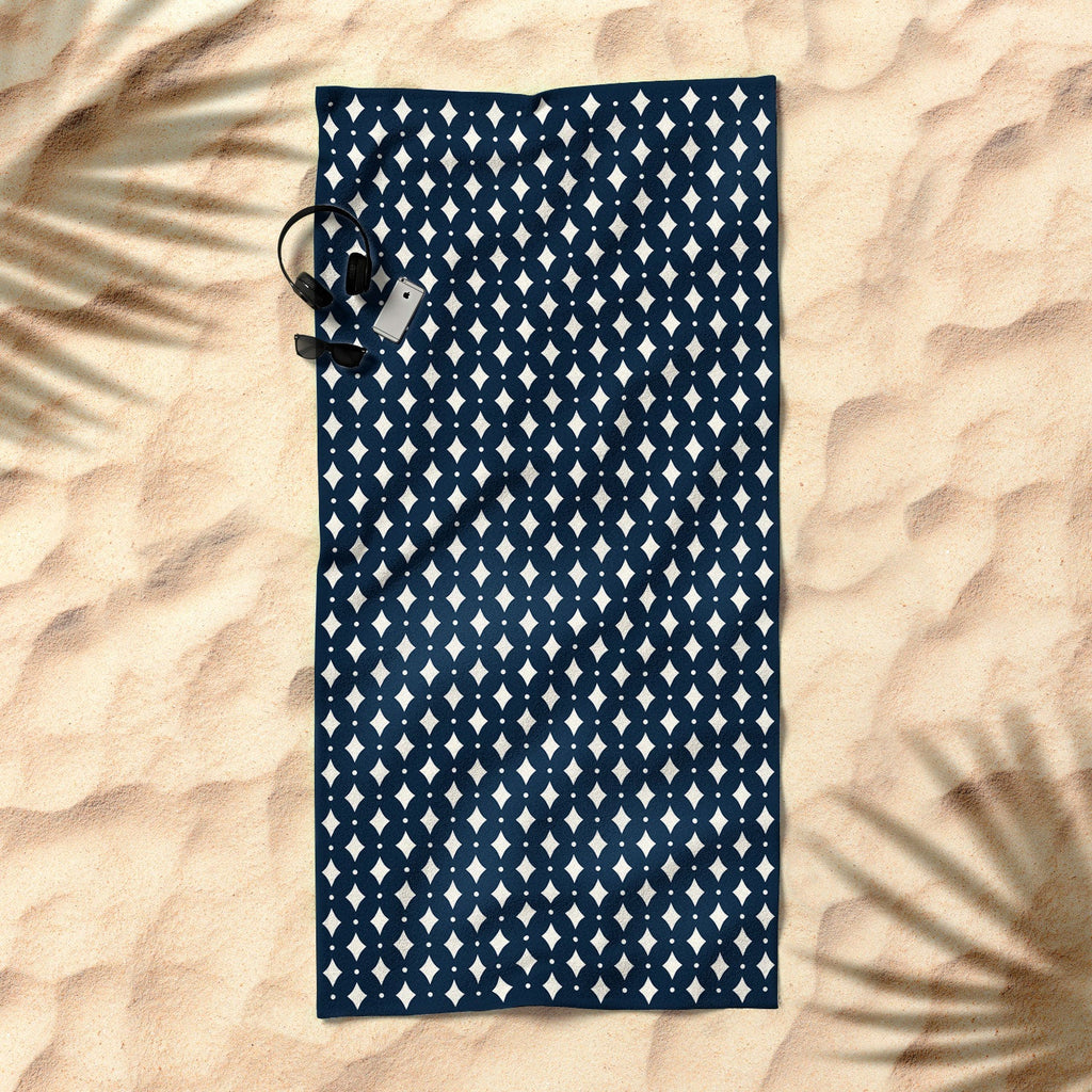 Colour Poems Vintage Jewels Navy Blue Beach Towel
